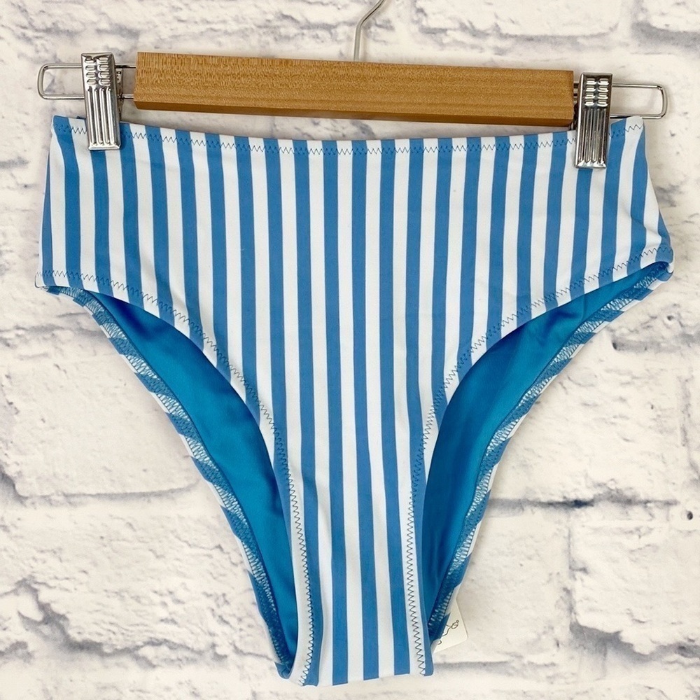 Cupshe blue white striped swim bottom XS NWT